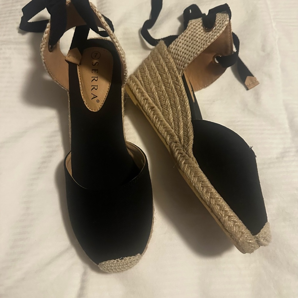 Serra Black and Tan Women's Espadrilles - Picture 2 of 5